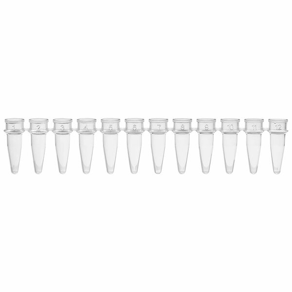 Globe Scientific 0.2mL 12-Strip Tubes, No Caps, Natural, 80PK PCR-02S-12